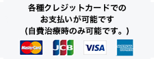 各種クレジットカードでのお支払いが可能です。（自費治療時のみ）